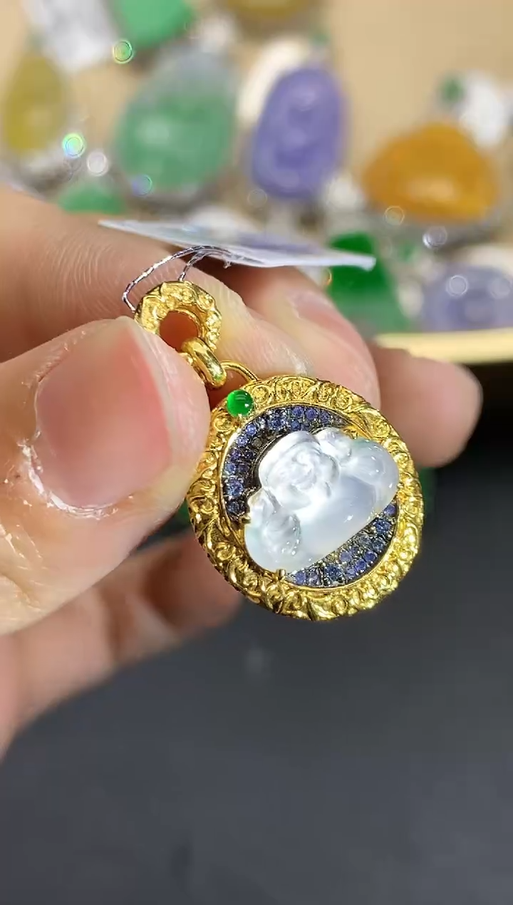 【闪购商品】翡翠吊坠(不含链)18K金镶嵌4588