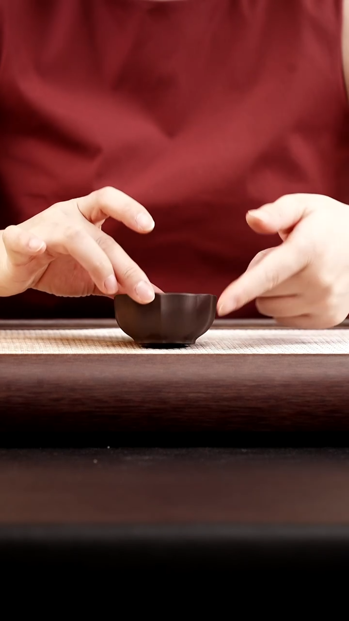 茶壶紫砂深井老紫泥筋纹杯