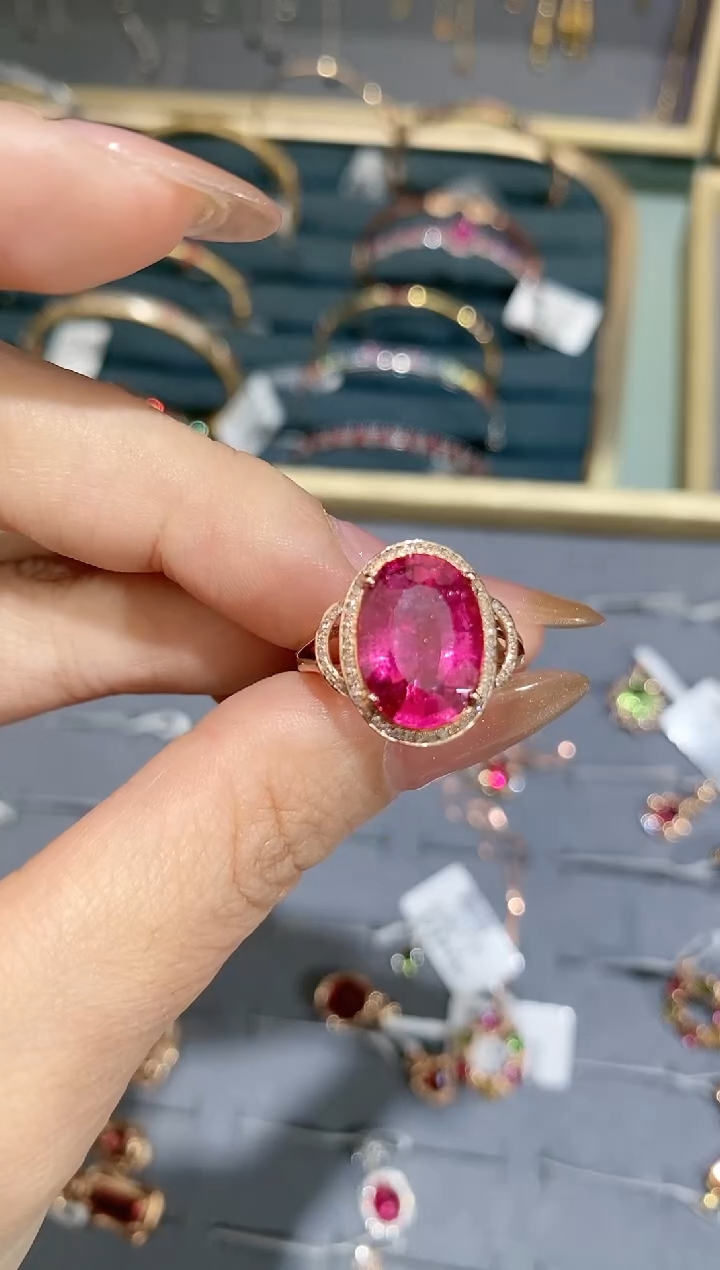 【闪购商品】碧玺戒指18K金镶嵌戒指