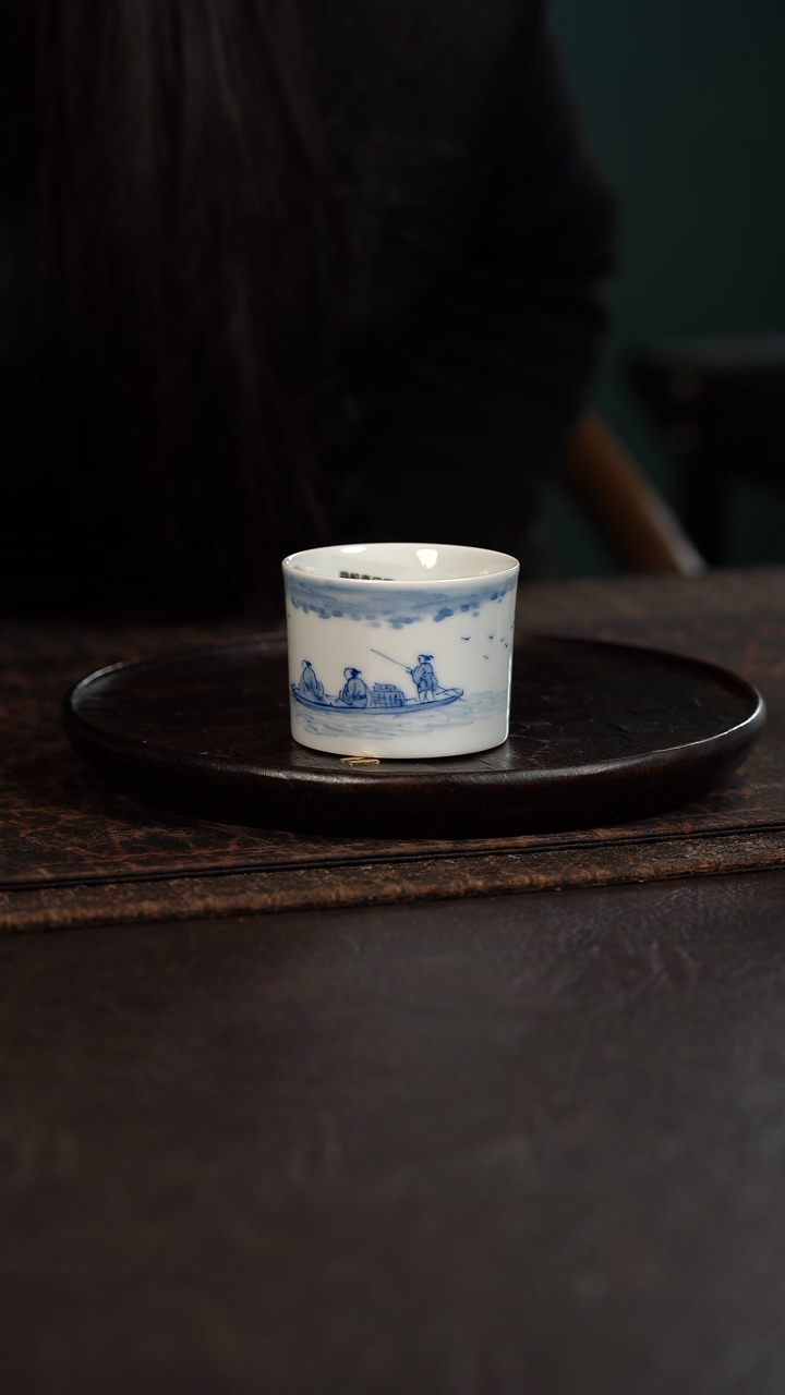 【闪购商品】杯841号HLX陶瓷山水撑船竹节杯