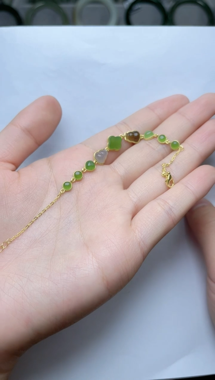 【闪购商品】和田玉手链银S925镶嵌手链kk