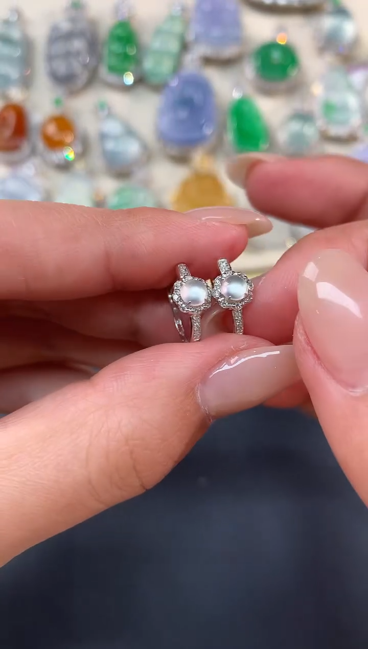 【闪购商品】翡翠耳饰18K金镶嵌A82|1980