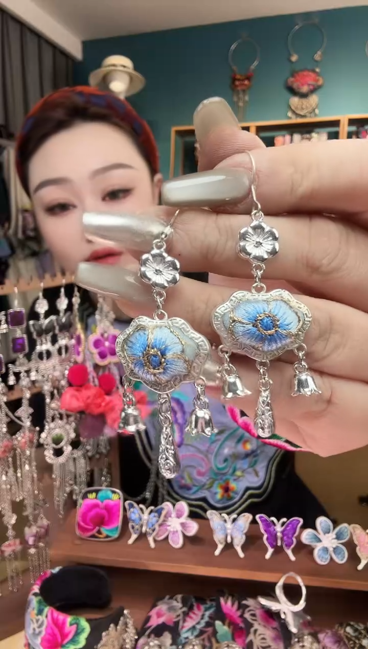 刺绣纯手工民族风刺绣耳环