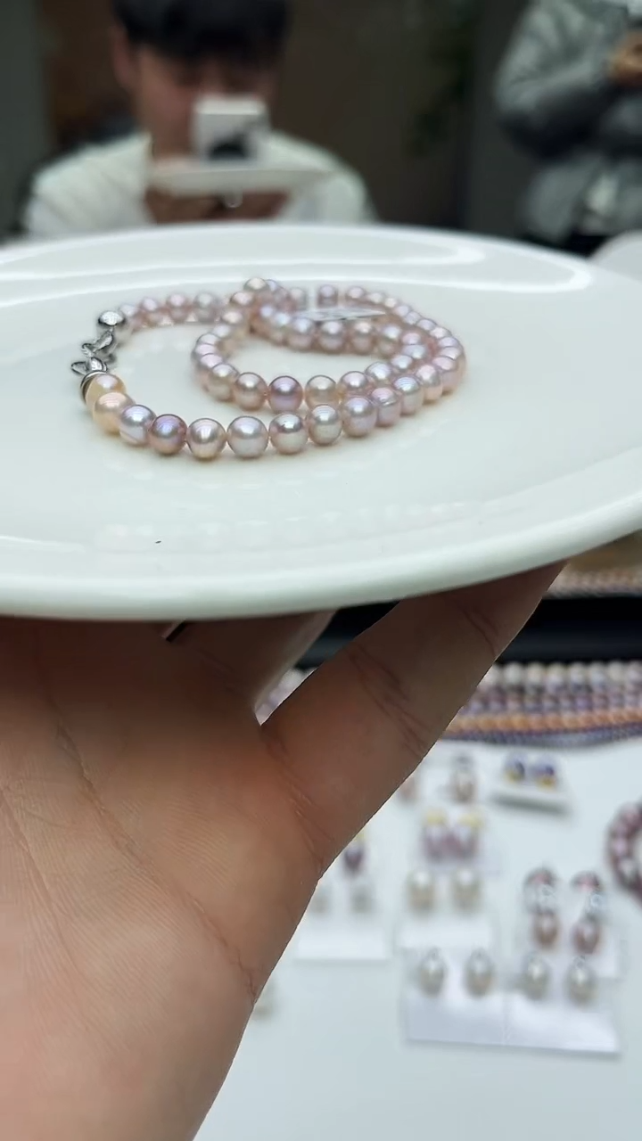 未镶嵌项链淡水珍珠粉色系项链