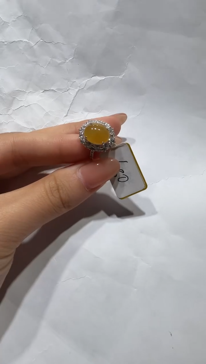 银S925镶嵌戒指翡翠925银镶缅甸A货翡翠戒指