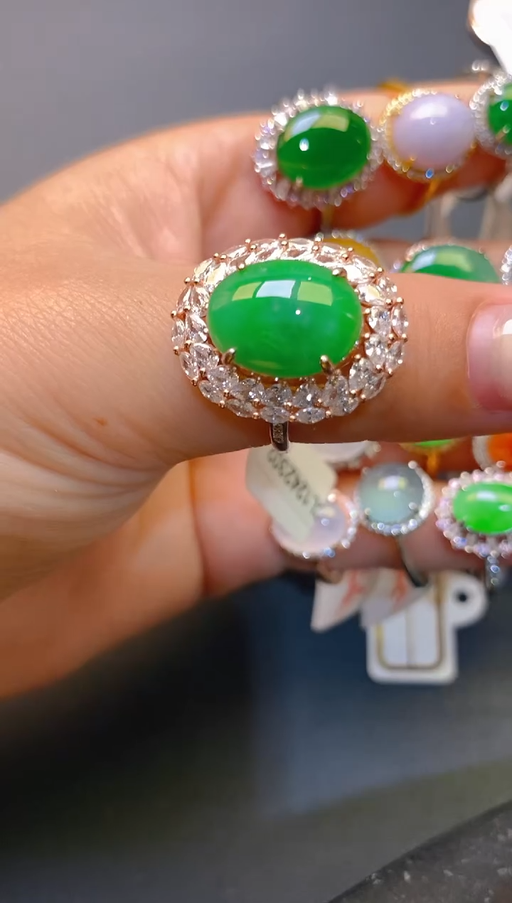 【闪购商品】翡翠耳饰银S925镶嵌天然A货翡翠1