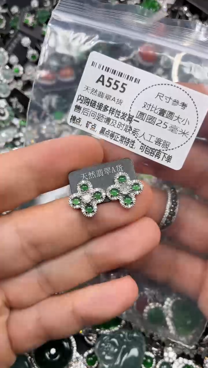 颈饰未镶嵌翡翠A555耳钉