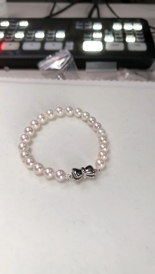 【闪购商品】淡水珍珠手链银S925镶嵌6-7极光淡水