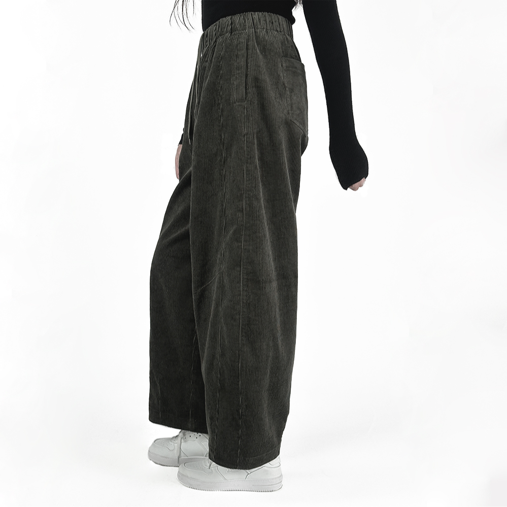 【阿龄推荐】100%纯棉时尚松紧腰休闲复古港风女高腰显瘦垂感休闲裤