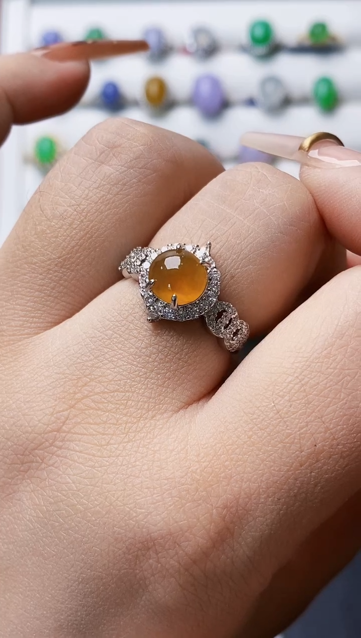 银S925镶嵌戒指翡翠0453