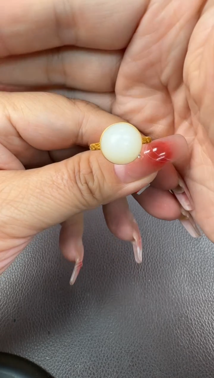 【闪购商品】和田玉戒指18K金镶嵌11-19备注圈口发货