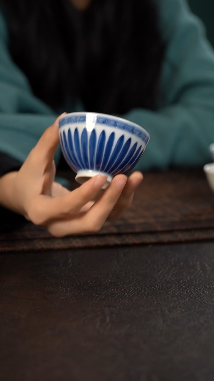 【闪购商品】杯望月怀古菊瓣鸡心杯