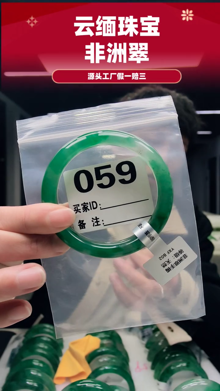 未镶嵌手镯石英质玉（非洲翠）59圈口059