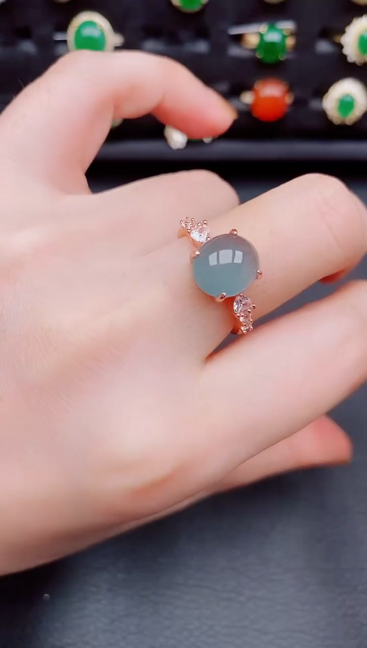 【闪购商品】翡翠戒指银S925镶嵌天然a货翡翠168