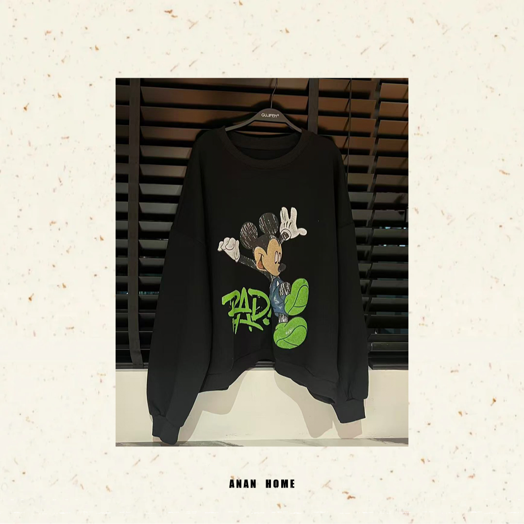 ANAN2025｜小众款韩国烫画米奇卫衣 X58332