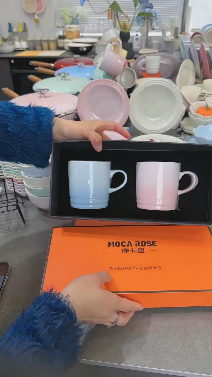 【闪购商品】瓷【春日之约】樱花粉+尼罗蓝对杯礼盒