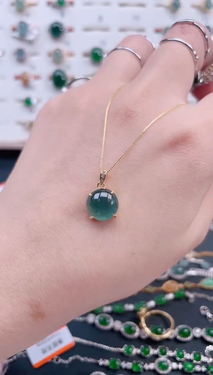 颈饰银S925镶嵌翡翠天然翡翠