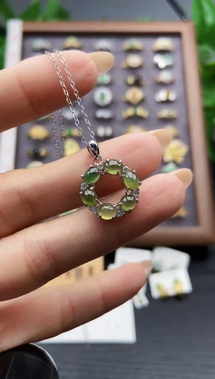 颈饰银S925镶嵌翡翠12