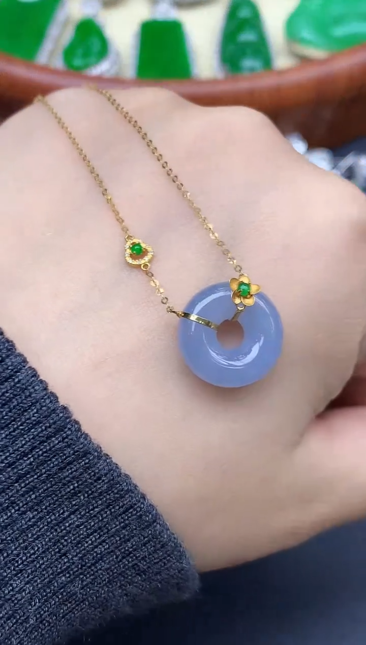 颈饰18K金镶嵌翡翠411-中国好珍宝