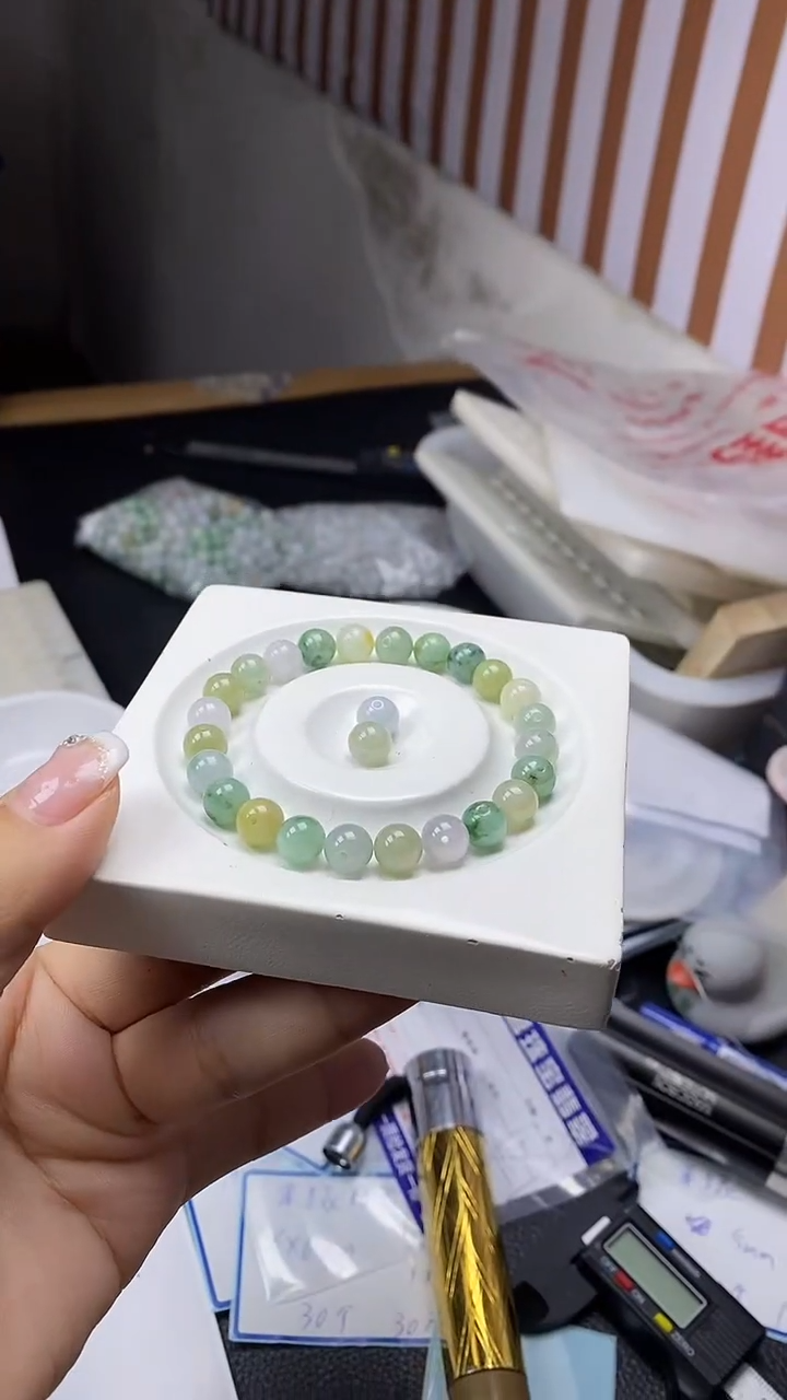 手饰翡翠未镶嵌3666翡翠冰多宝散珠8mm26颗50元