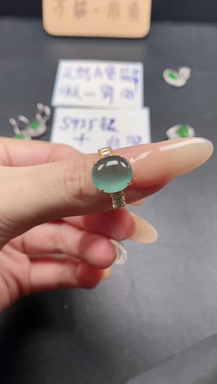 银S925镶嵌戒指翡翠51511