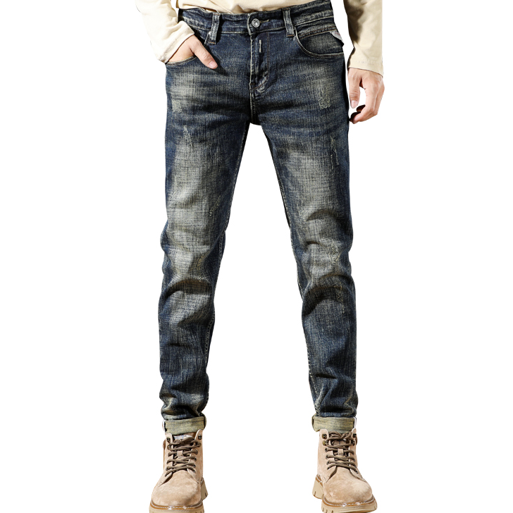 潮款时尚潮流牛仔裤直筒修身版微弹力百搭水洗男士牛仔裤子985