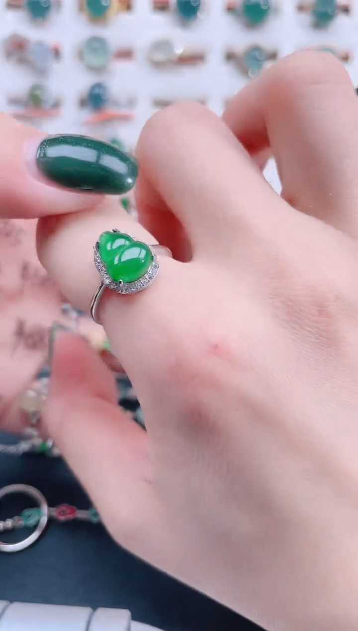 银S925镶嵌戒指翡翠天然翡翠