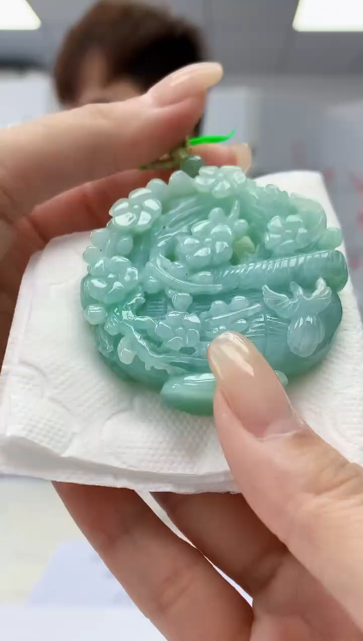 【闪购商品】定制翡翠未镶嵌4868lr-毛货挂件65