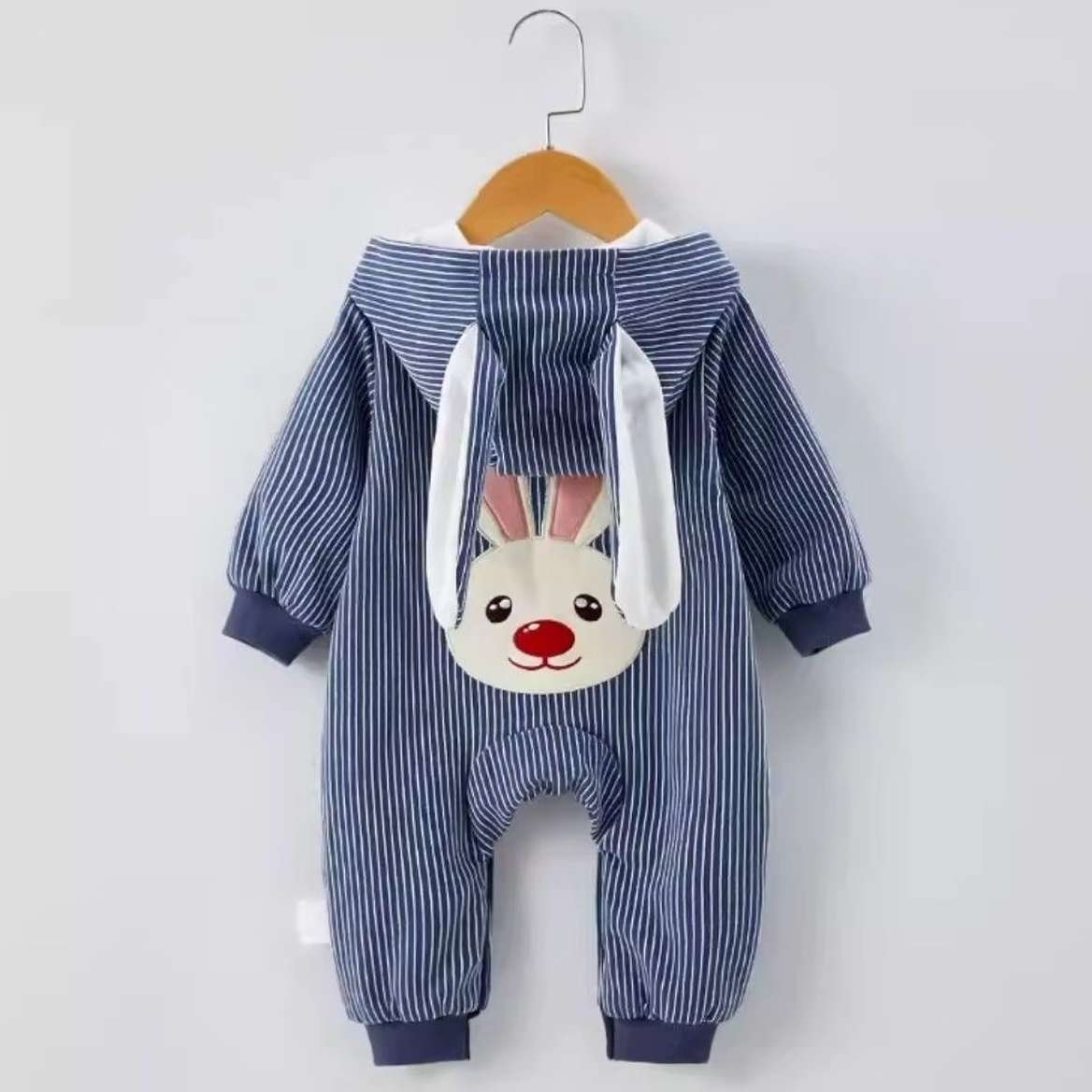 哈衣时尚女男卡通兔耳朵拉链洋气男童爬服