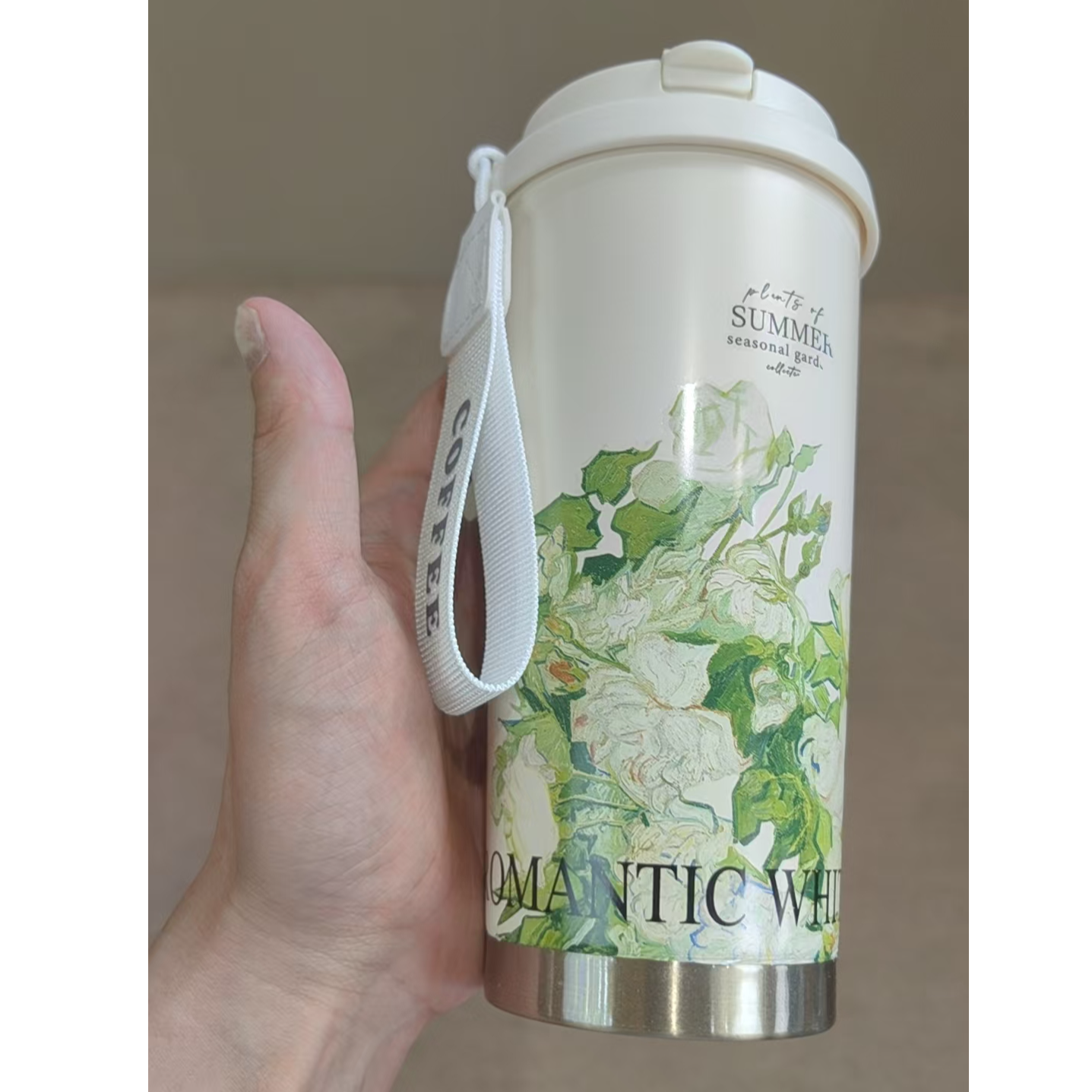 铃兰花咖啡杯新款316不锈钢夏日花园保温杯高颜值女生吸管水杯