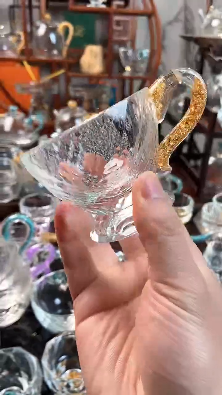 【闪购商品】玺宴新款水晶高底咖啡杯金箔