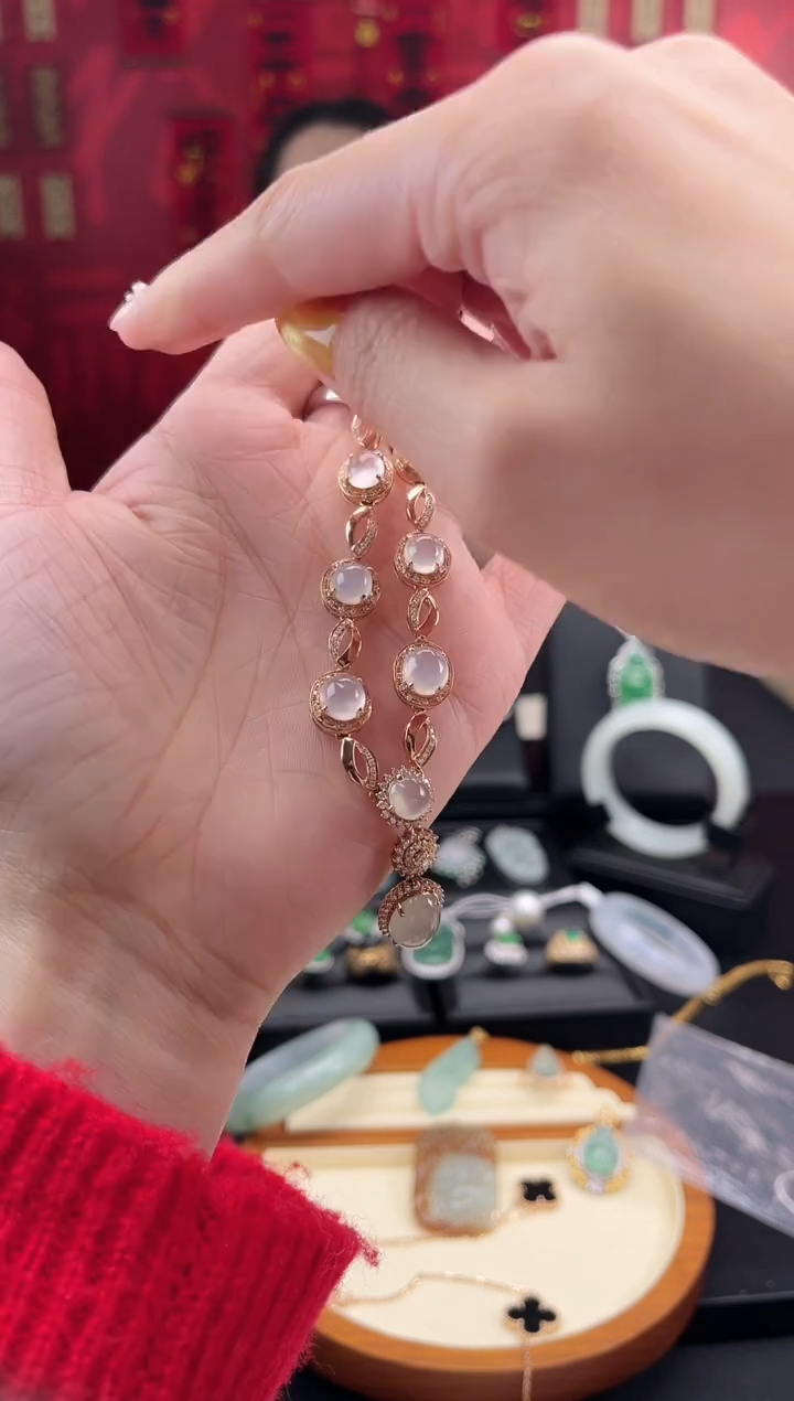 【闪购商品】翡翠颈饰18K金镶嵌套链