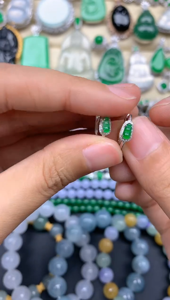 【闪购商品】翡翠耳饰18K金镶嵌272-中国好珍宝