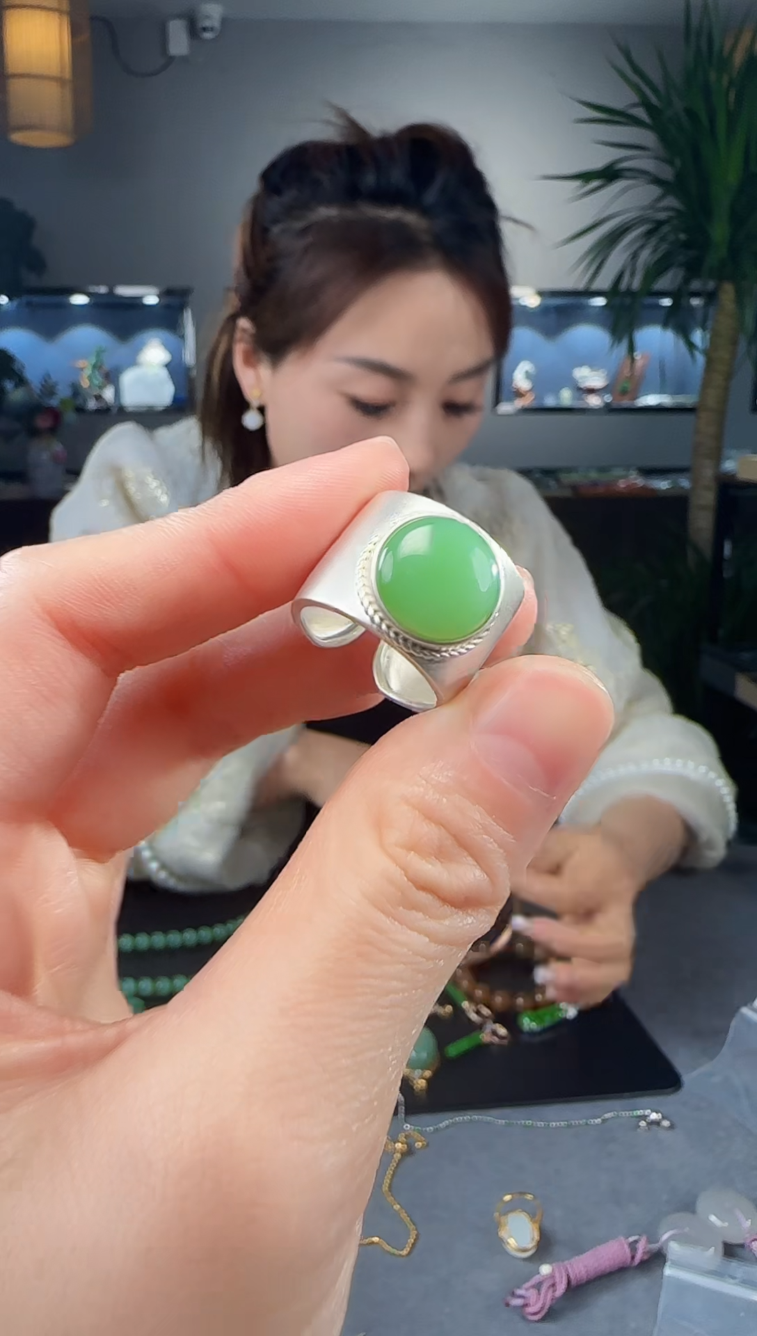 【闪购商品】和田玉戒指银S925镶嵌1