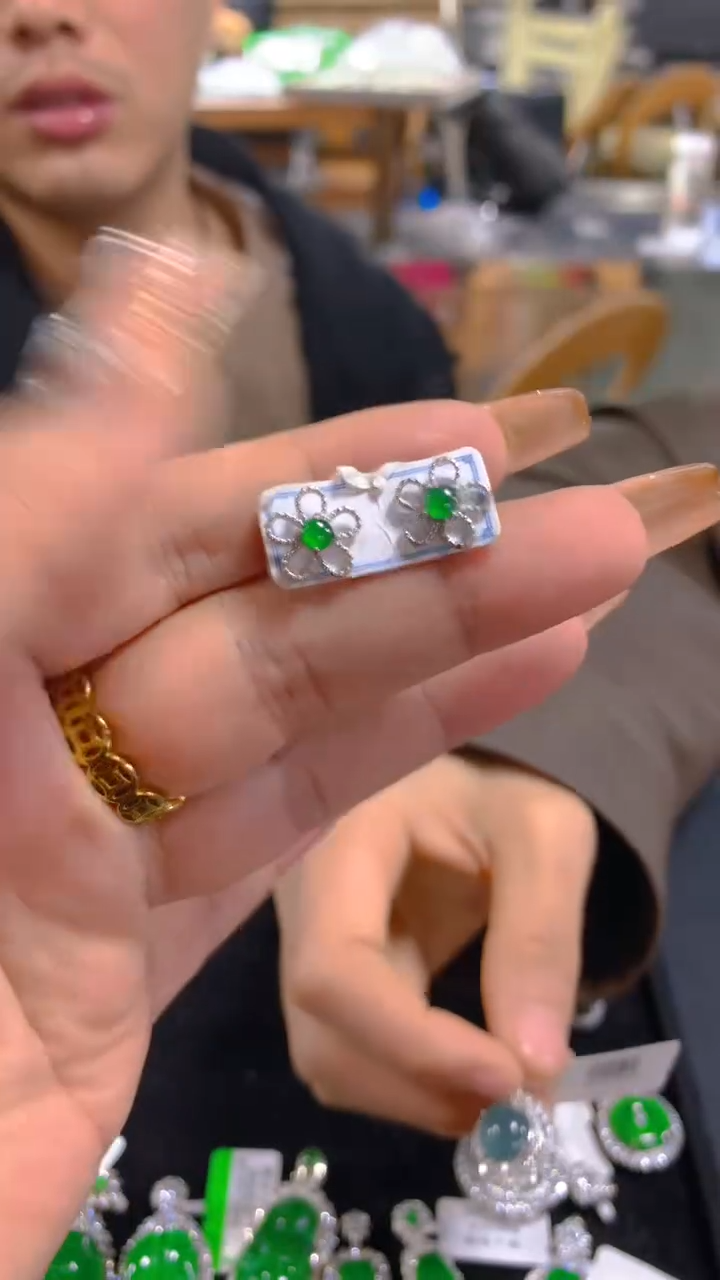 【闪购商品】翡翠耳饰未镶嵌0431078376多样性发其一