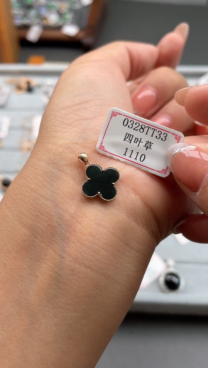 翡翠18K金镶嵌挂件0328TT33