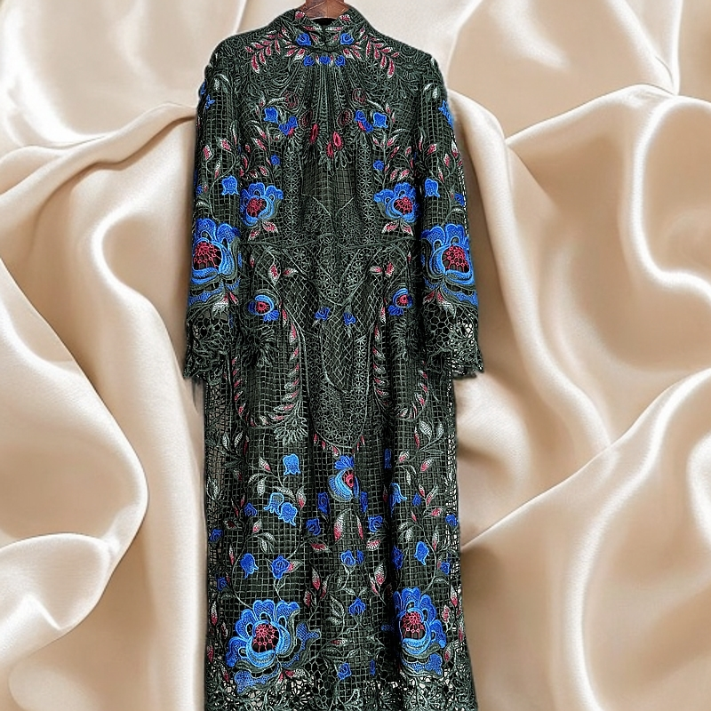 优雅镂空花朵旗袍裙