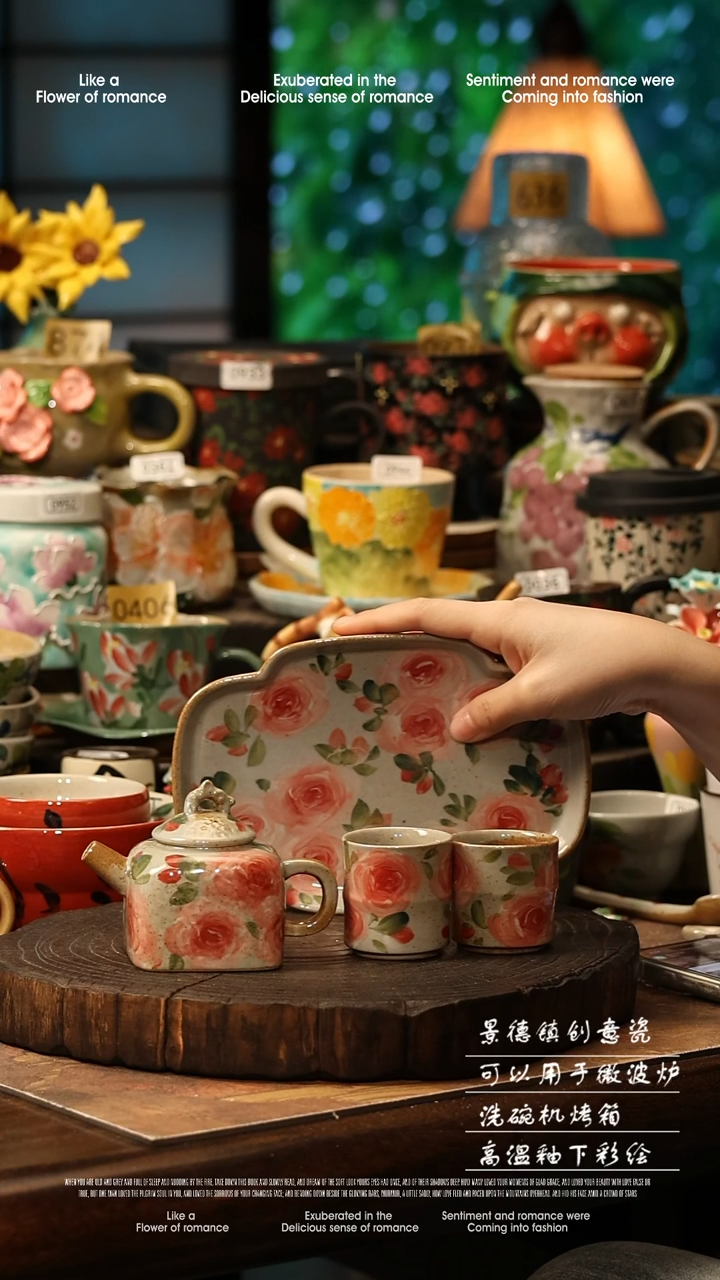 陶瓷景德镇高温釉下彩手工手绘款式