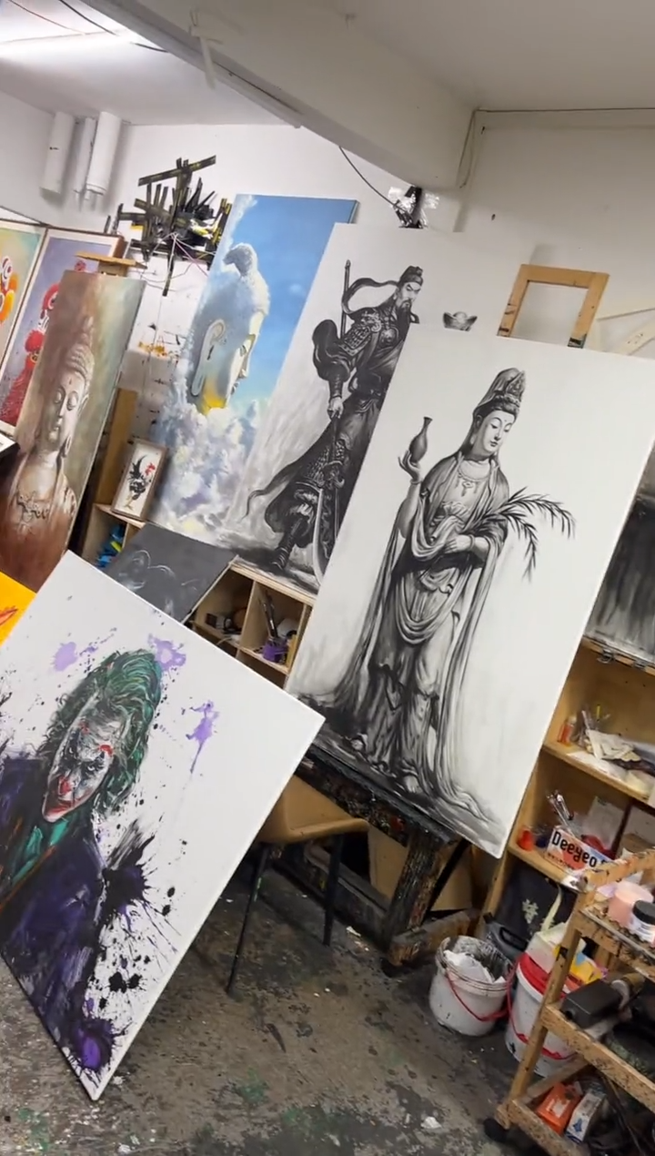 丙烯画G*g画江湖老师辛弃疾精装裱