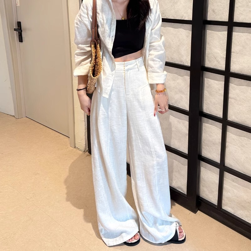 复古阔腿裤男秋冬加厚慵懒风垂感软糯休闲直筒裤