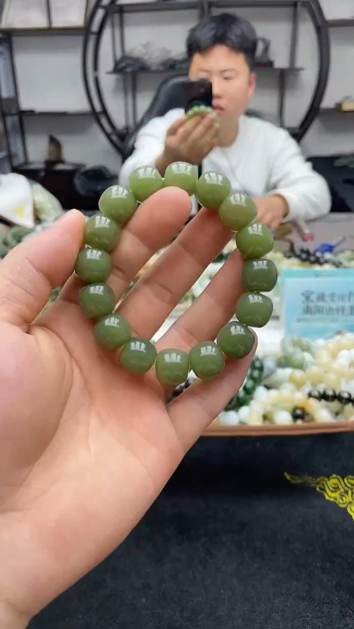 未镶嵌手串和田玉新疆若羌青黄口14老型