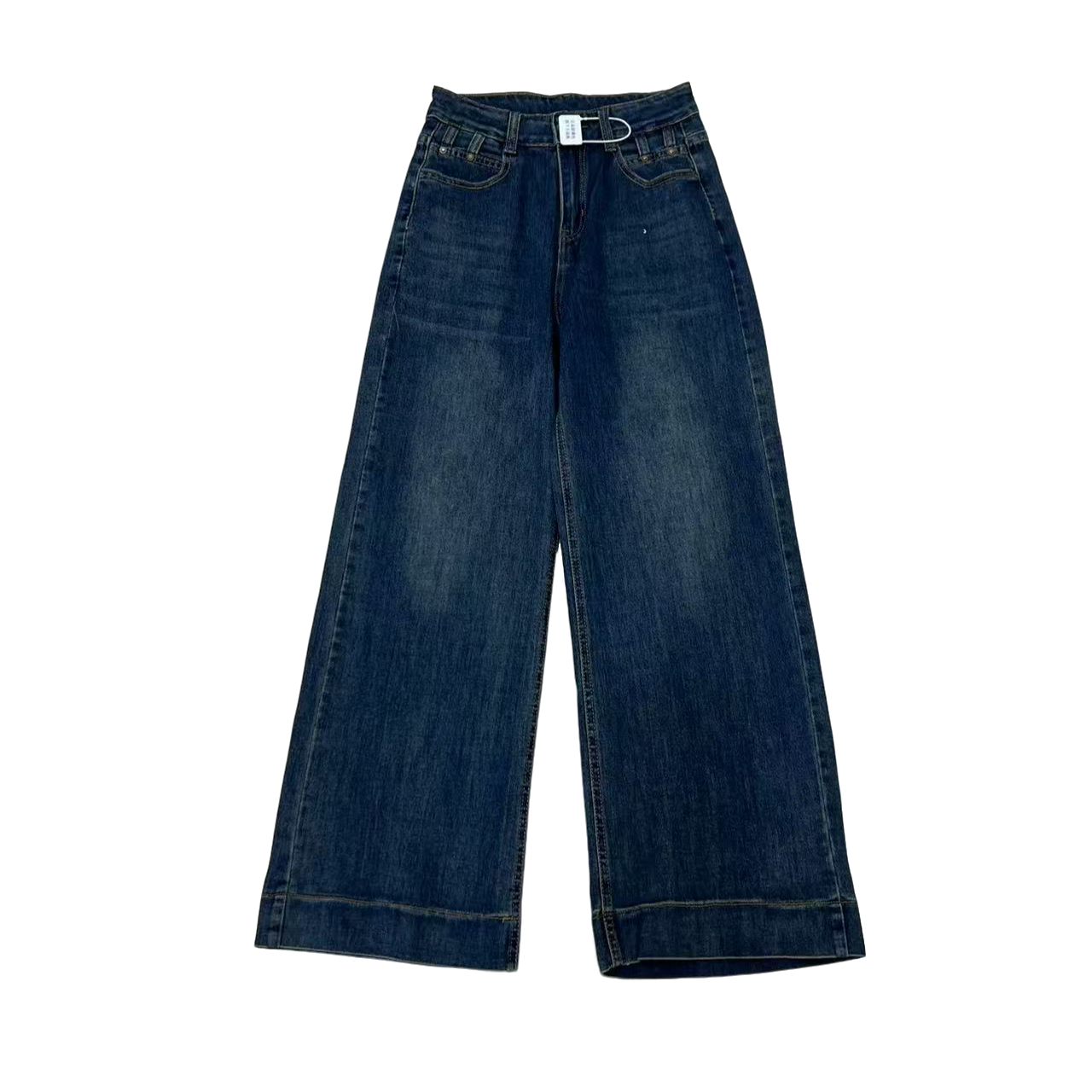 8919阔腿牛仔裤女装春季高腰弹力显瘦时尚百搭复古水洗牛仔裤