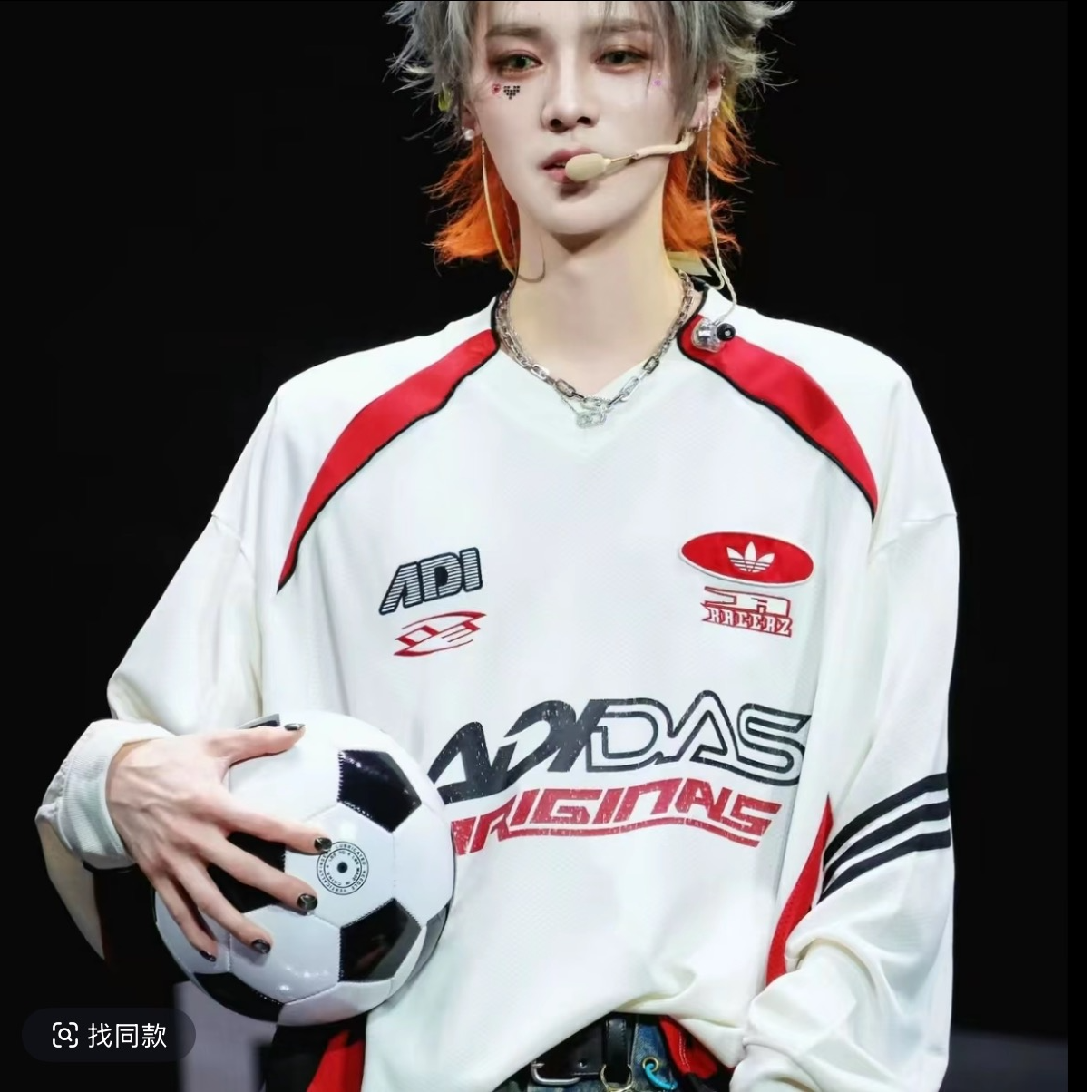 adidas/阿迪达斯新款鹿晗同款赛车风运动宽松长袖T恤男款KF5156
