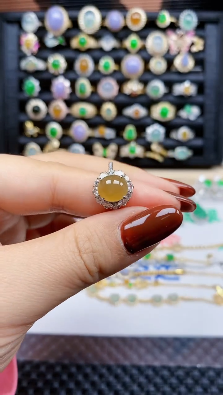 银S925镶嵌戒指翡翠495