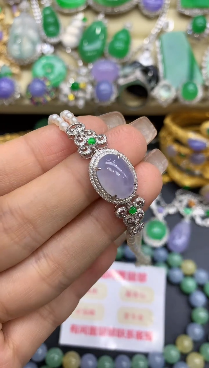 18K金镶嵌手链翡翠398-中国好珍宝