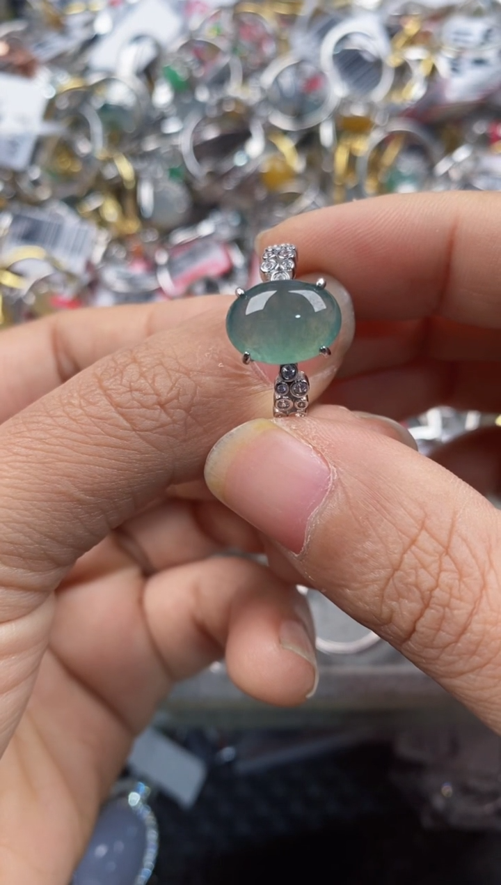 银S925镶嵌戒指翡翠222---8