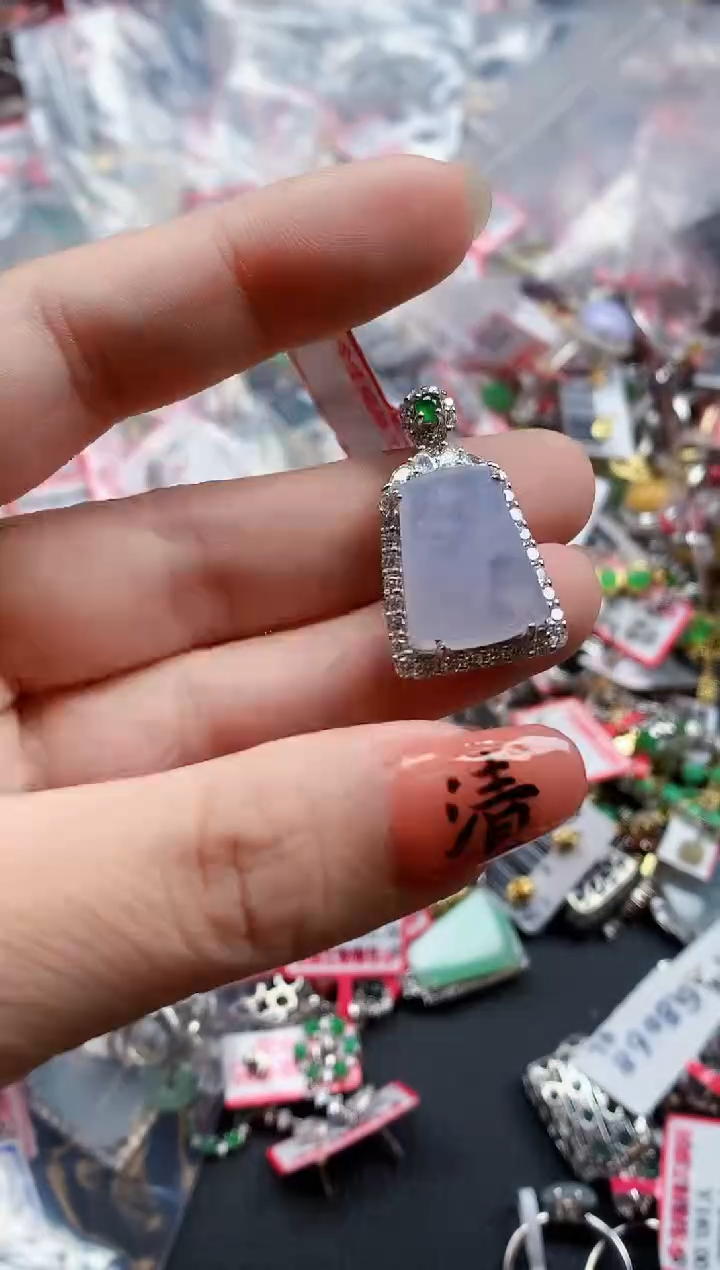 银S925镶嵌戒指翡翠天然A货缅甸翡翠