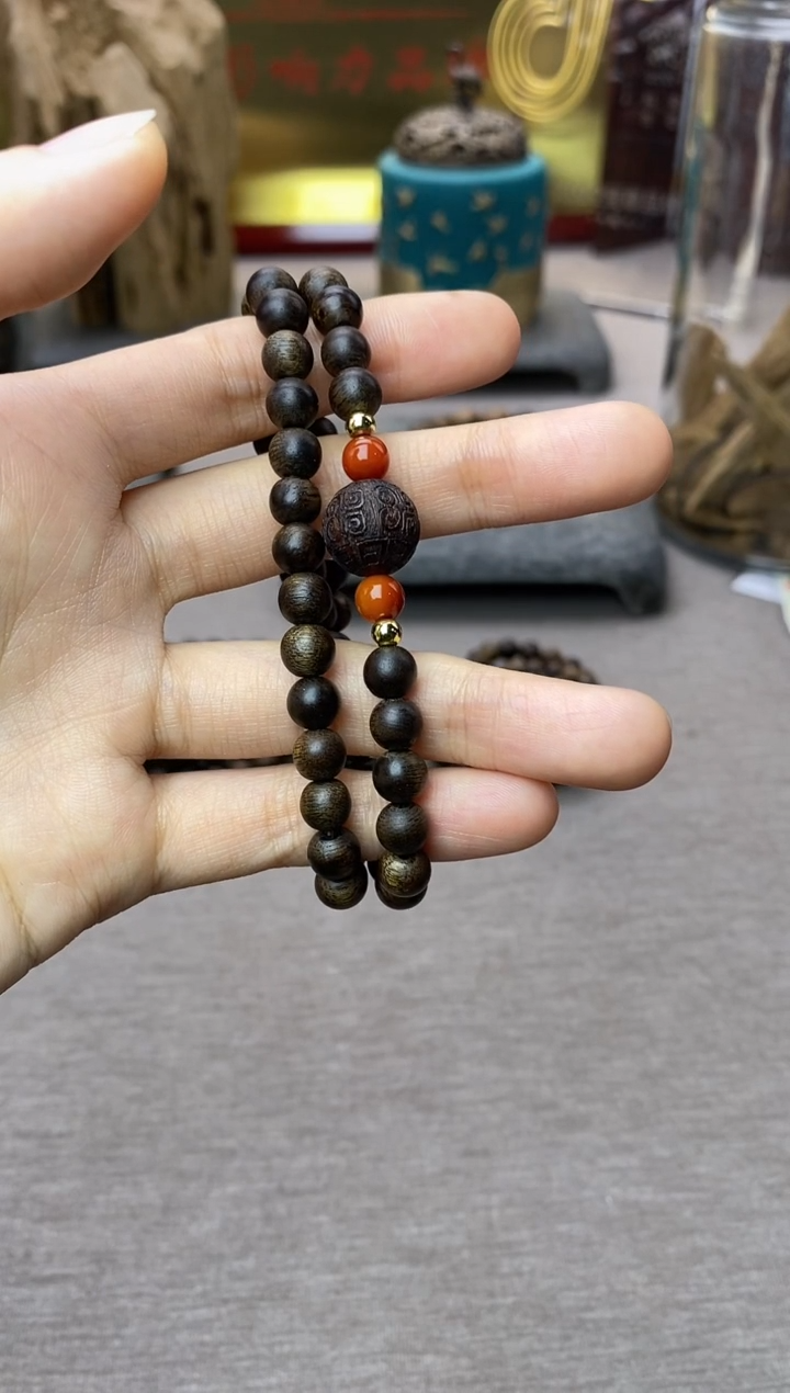 【闪购商品】沉香手串紫棋楠+降真香回纹06两圈设计款