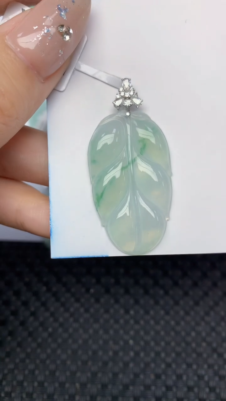 颈饰18K金镶嵌翡翠天然缅甸翡翠a货百元以上9元证书费自理