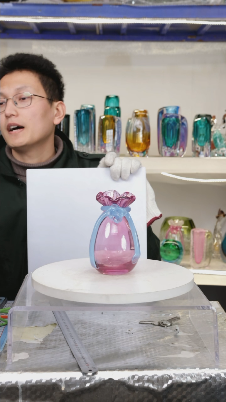 【闪购商品】琉璃【幻彩】高15精品琉璃正常手工痕迹